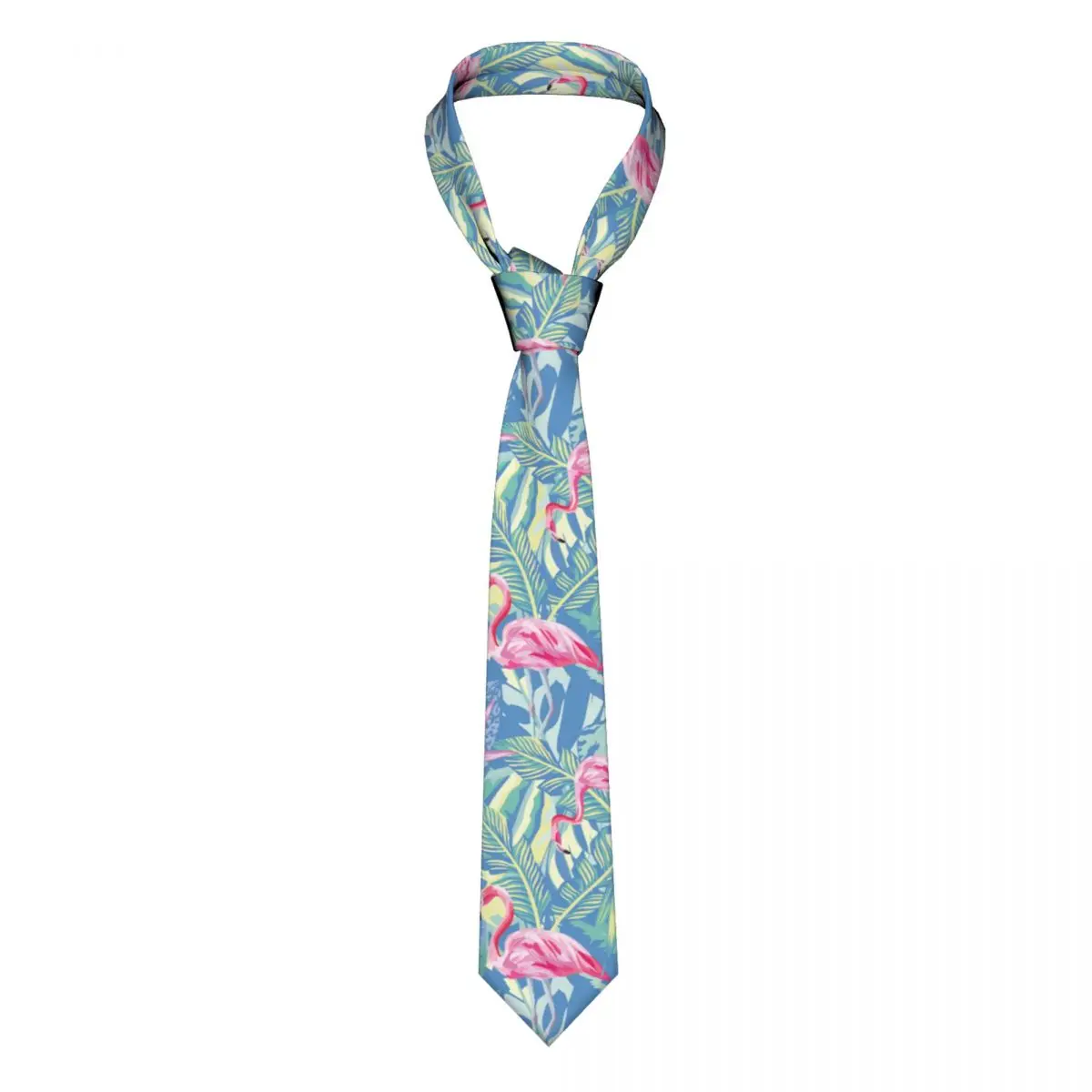 Tropical Pink And Blue Flamingo Neckties Men Women Polyester 8 cm Neck Ties Mens Slim Narrow Shirt Accessories Cravat Wedding