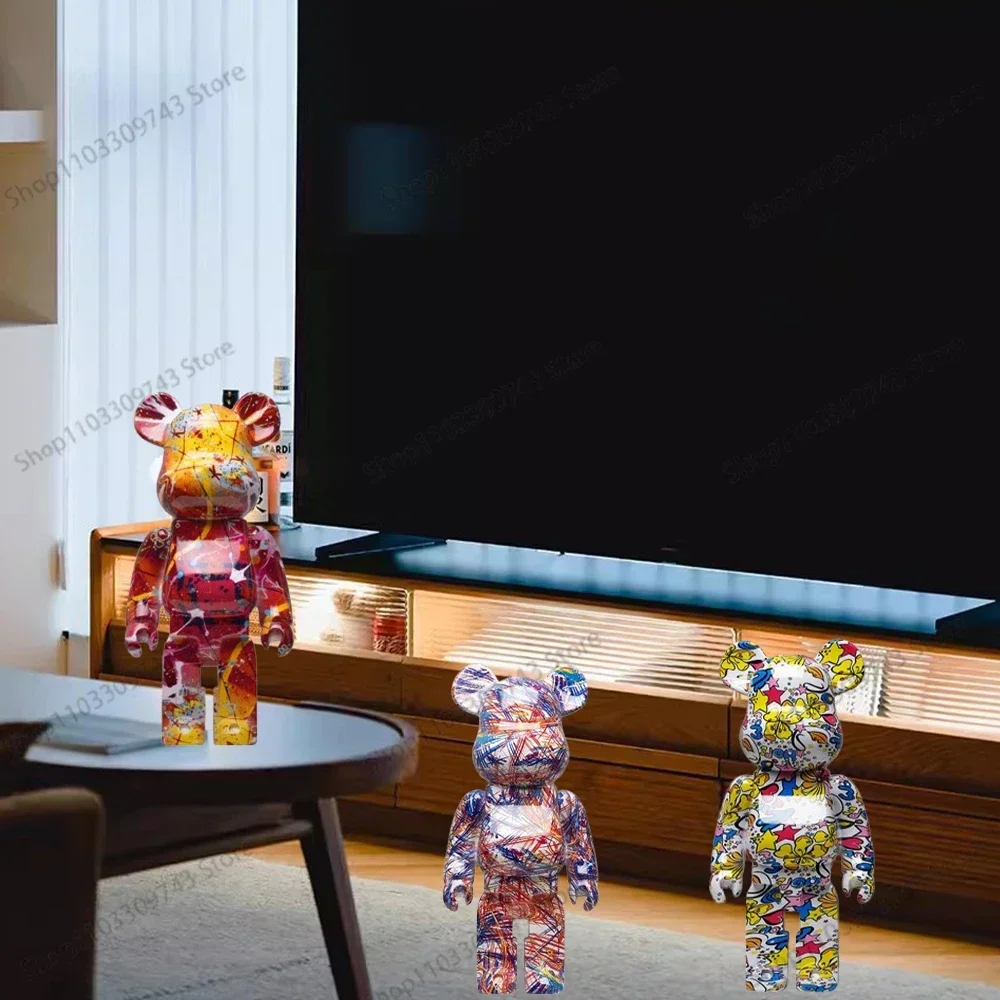 28/35 Cm Graffiti Bear Figurine Home Decoration Animal Statue Storage Money Jar Modern Room Sculpture Table Decor