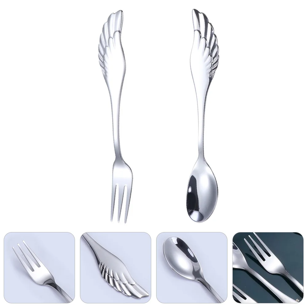 

Spoon Set Fork Steel Stainless Metal Forks Dessert Spoons Flatware Utensils Cutlery Eating Coffee Serving Ice Mini Tasting