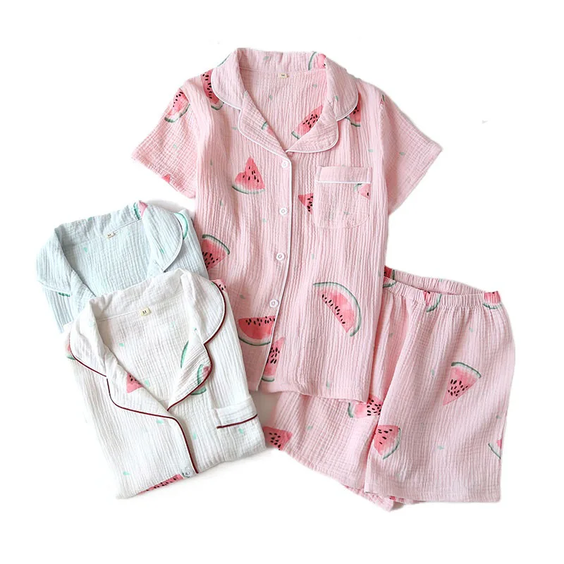 

Женские хлопковые футболки с коротким рукавом, Пижамный костюм, летний Повседневный свободный женский костюм в виде арбуза, женская летняя ...