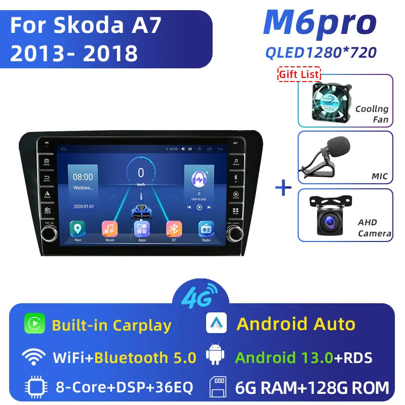 

Автомагнитола Jundof 2 Din Android 13 для Skoda Octavia 3 A7 2013-2018 мультимедийный видеоплеер 4G WiFi навигация Carplay головное устройство