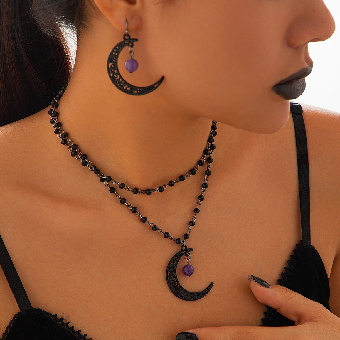 3 шт./комплект женские серьги-подвески в виде черной Луны