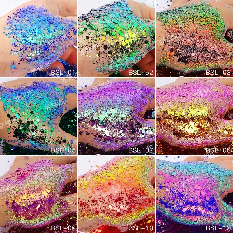 

5g/Bag Laser Chameleon Nail Glitter Powder Hexagon Holographic Flakes Sparkly Colorful Nail Gradient Sequine Supply Tools