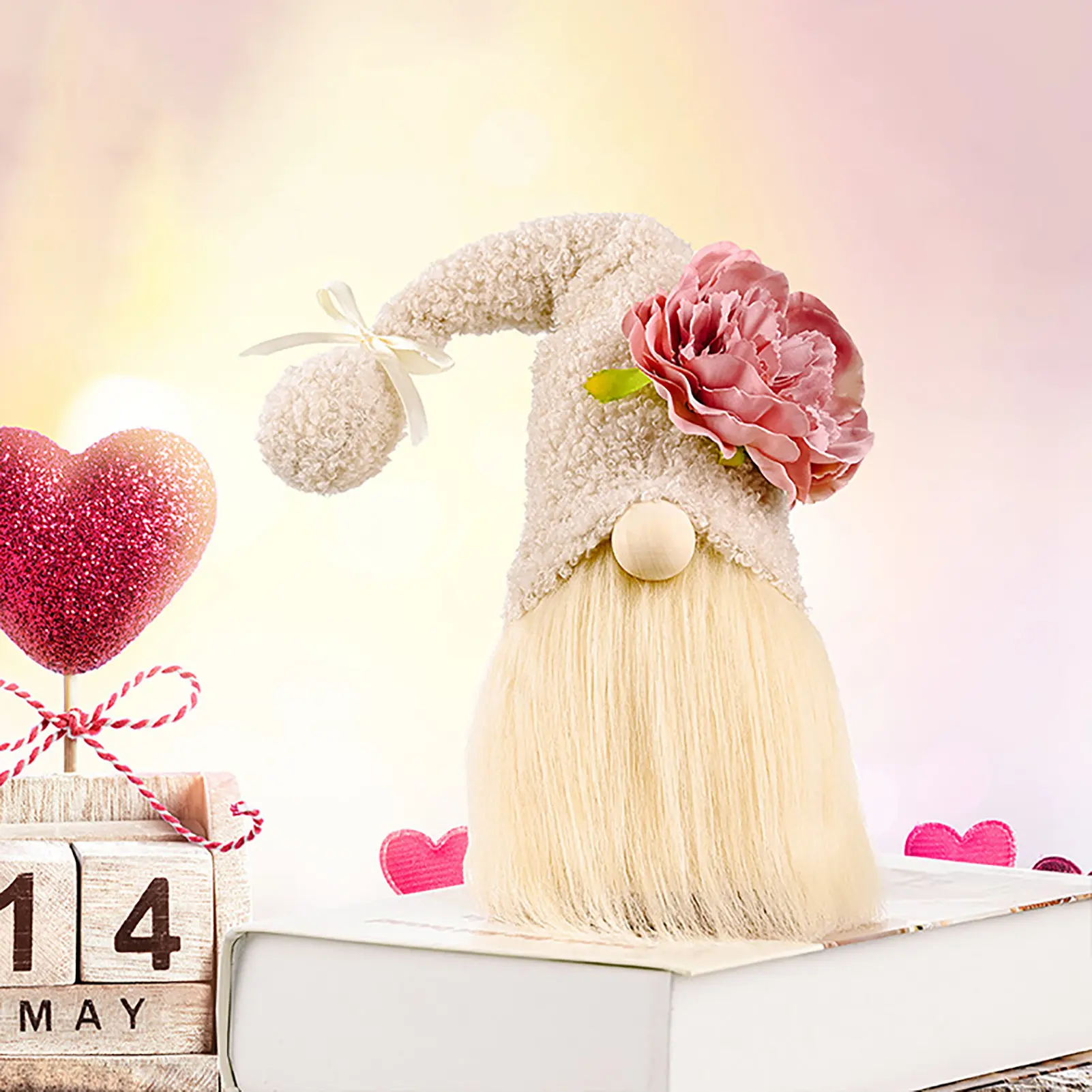 

Carnation Spring Gnomes Decor Mothers Day Gnomes Plush Faceless Doll Cute Collectible Figurine Holiday Ornaments Party Favor