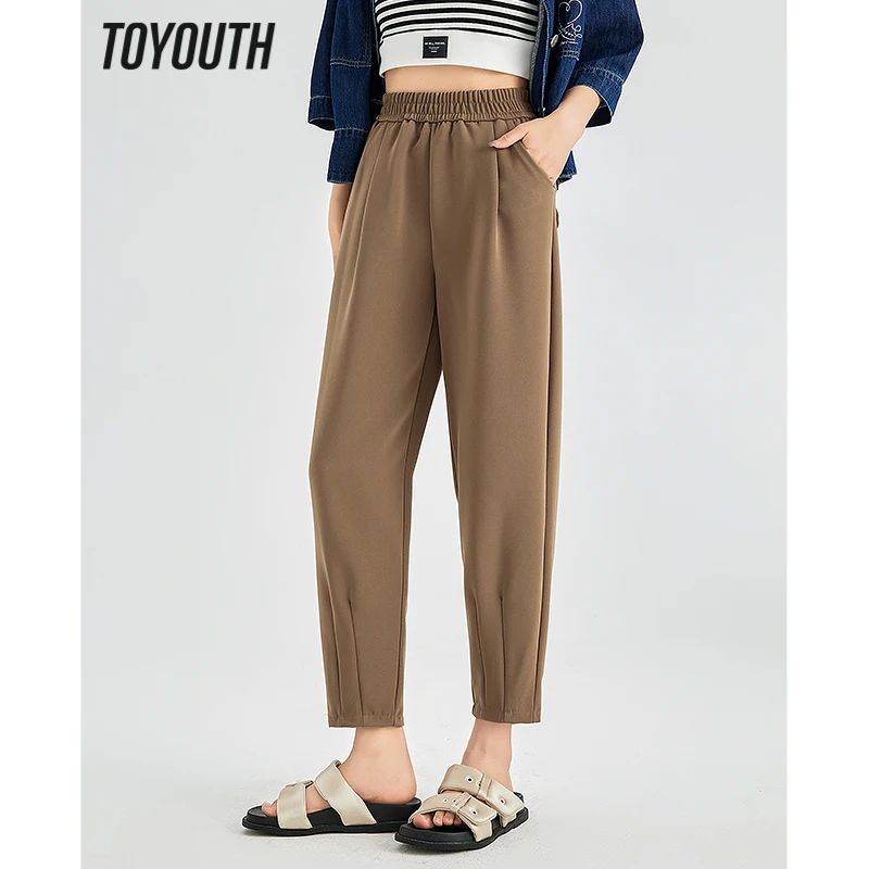 

Женские прямые свободные брюки с поясом на резинке