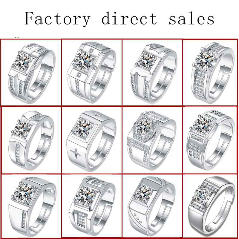 

1 Pairs Silver Color Diamond Ring For Couple Luxury Zircon Micro-set Gems Rings For Women Men Engagement Wedding Jewelry Gifts
