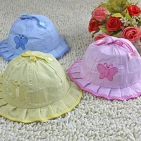 baby cotton butterfly embroidery pattern sun hats summer style kids outdoor travel fashion lace bowler hat accessories