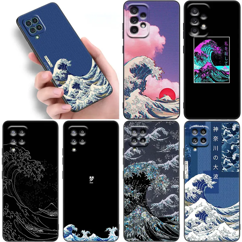 Japan The Great Wave Case For Samsung Galaxy A12 A52 S A32 A13 A22 A53 A33 A72 A73 5G A11 A21S A31 A50 A51 A70 A71 Black Cover