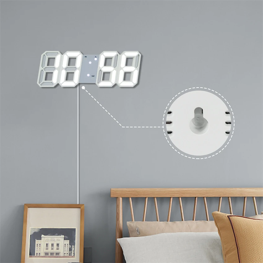 Цифровые светодиодсветодиодный настенные часы 3D будильник 24/12 часа дисплей
