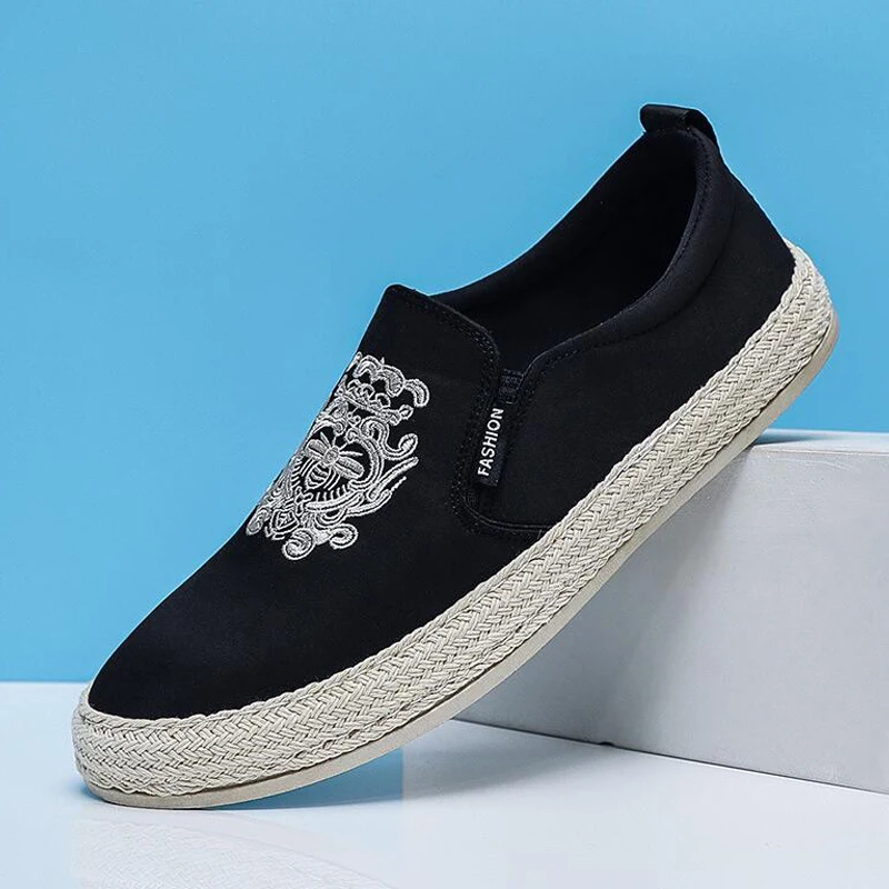 

New Summer Men's Flat Boat Lazy Loafers Shoes Men's Vulcanized Shoes Comfortable Breathable Canvas Shoes A58-93