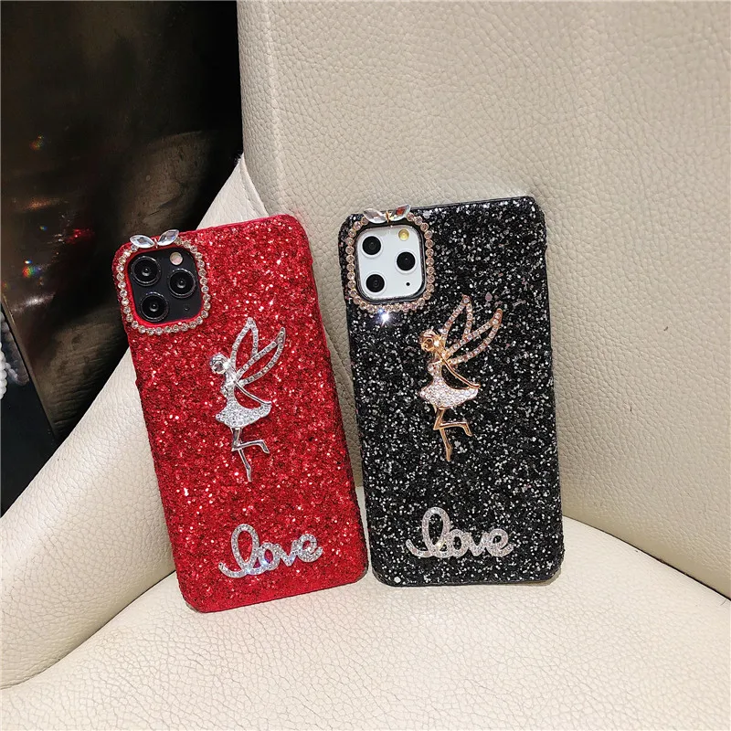 

Bling Shiny Diamond Camera Protector PC Case For OPPO A57 A59 A71 A73 A77 A79 A8 A9 A11 A1K A16K A91 A92s A93 Dancing Girl Cover