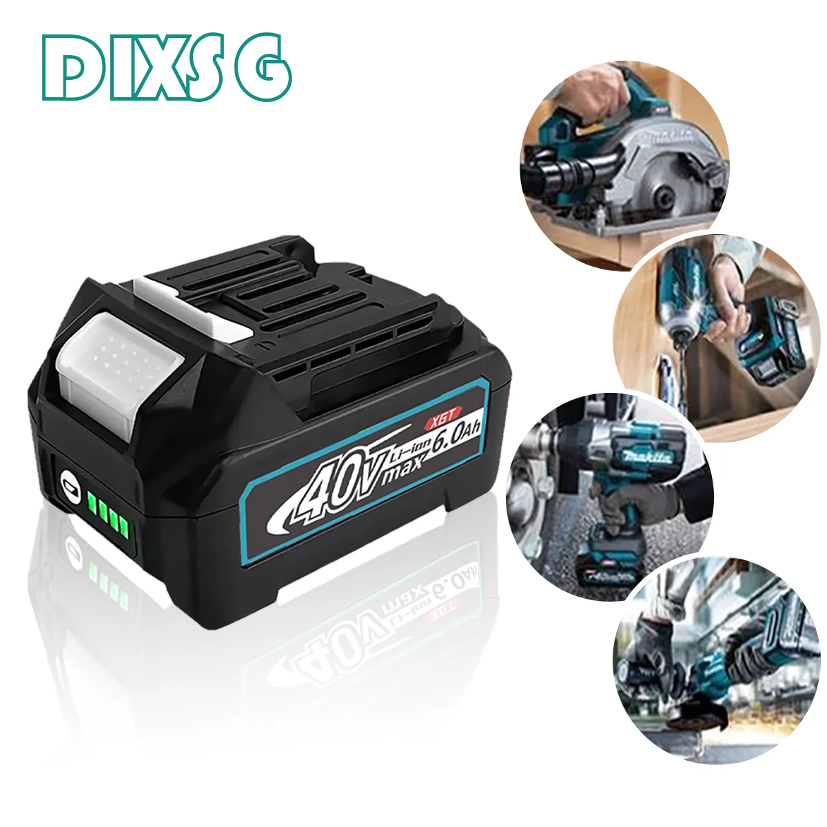 

Dixsg 40V 6000Ah Replacement Li-Ion Battery for BL4025 Makita XGT 40 BL4040 191B36-3 Battery Li-Ion Power Tools