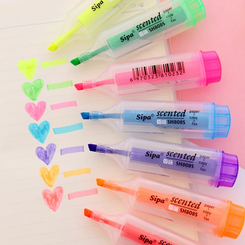 

Size 11cm Fluorescent Highlighter Marker Pen Korean high-capacity candy color scented highlighter For School Supplies