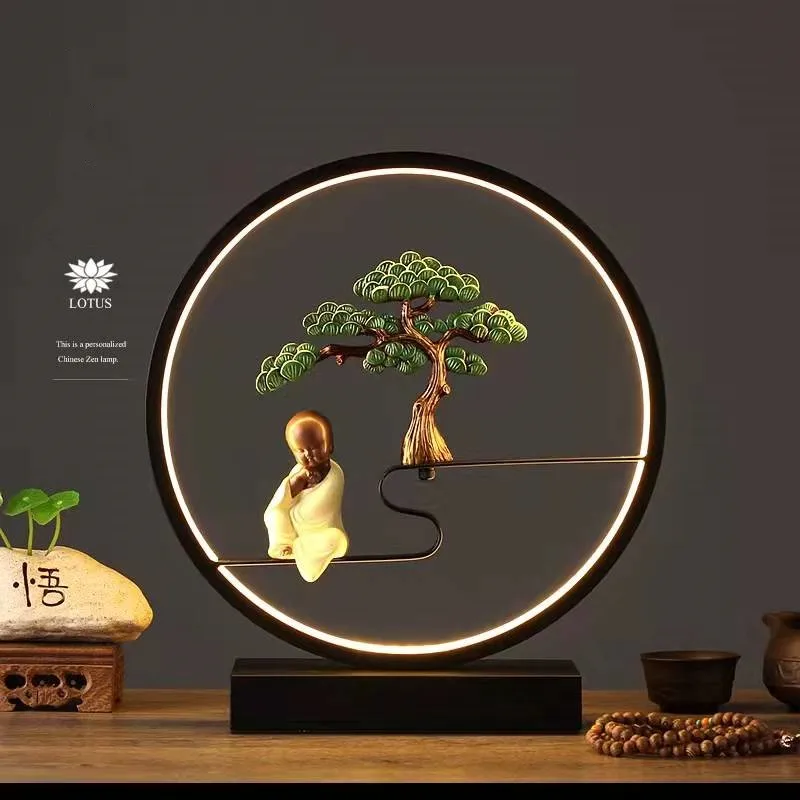 

Ретро-настольная лампа дзен, прикроватная лампа для спальни, настольная лампа для кабинета, общежития, ночсветильник с защитой глаз, декоративная настольная лампа для гостиной