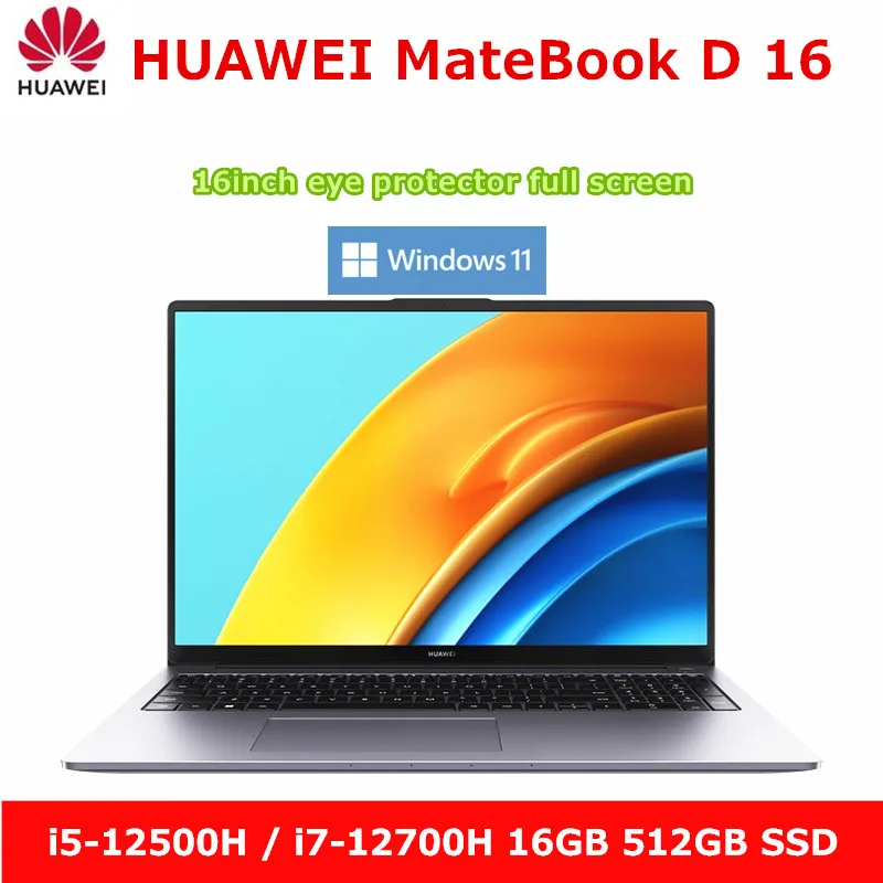 Huawei MateBook D 16 2022 Laptop 16inch Eye Protection Full Screen Intel i5-12500H/i7-12700H CPU 16GB 512GB SSD Hyper Terminal