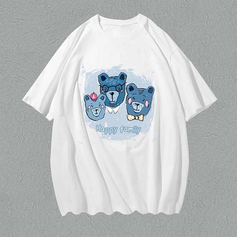 

Cartoon Letter Retro Bestselling Teen T-Shirt New Casual 3D Couple Under Shirt Pure Cotton Cute Loose Tshirt