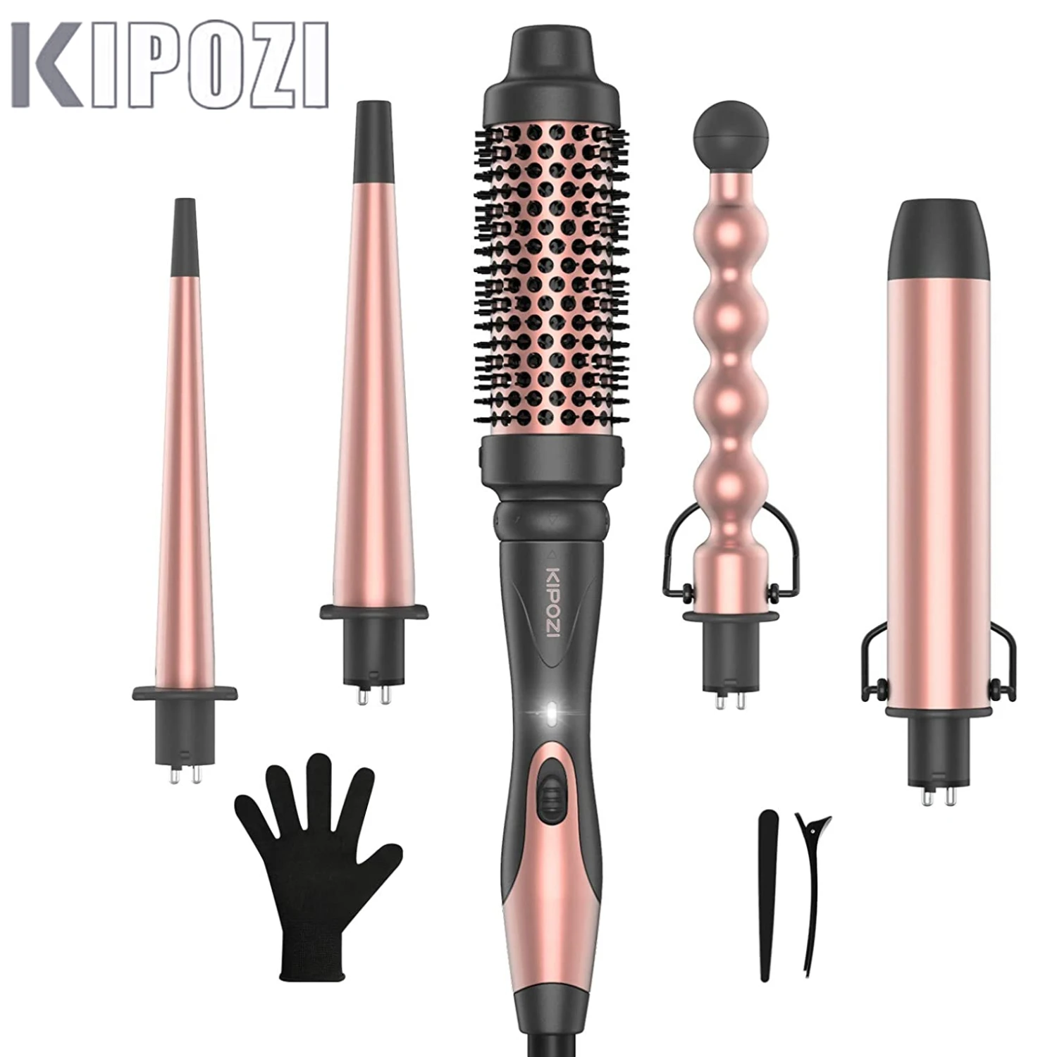 KIPOZI Professional Curling Iron 5-in-1 Hair Tools Instant Heating Electric Curling Iron Hot Air Brush Ceramic Barrels for Woman