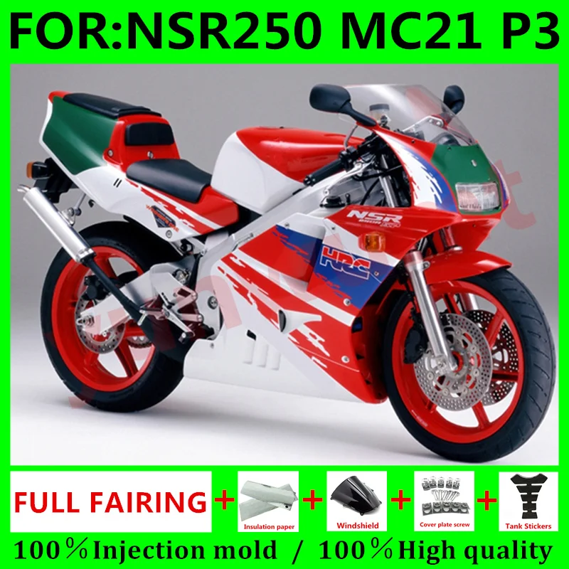 

New ABS Motorcycle Whole Fairings Kit fit for NSR250R NSR 250 NC21 mc21 P3 1991 1992 1993 bodywork fairing kits set red white
