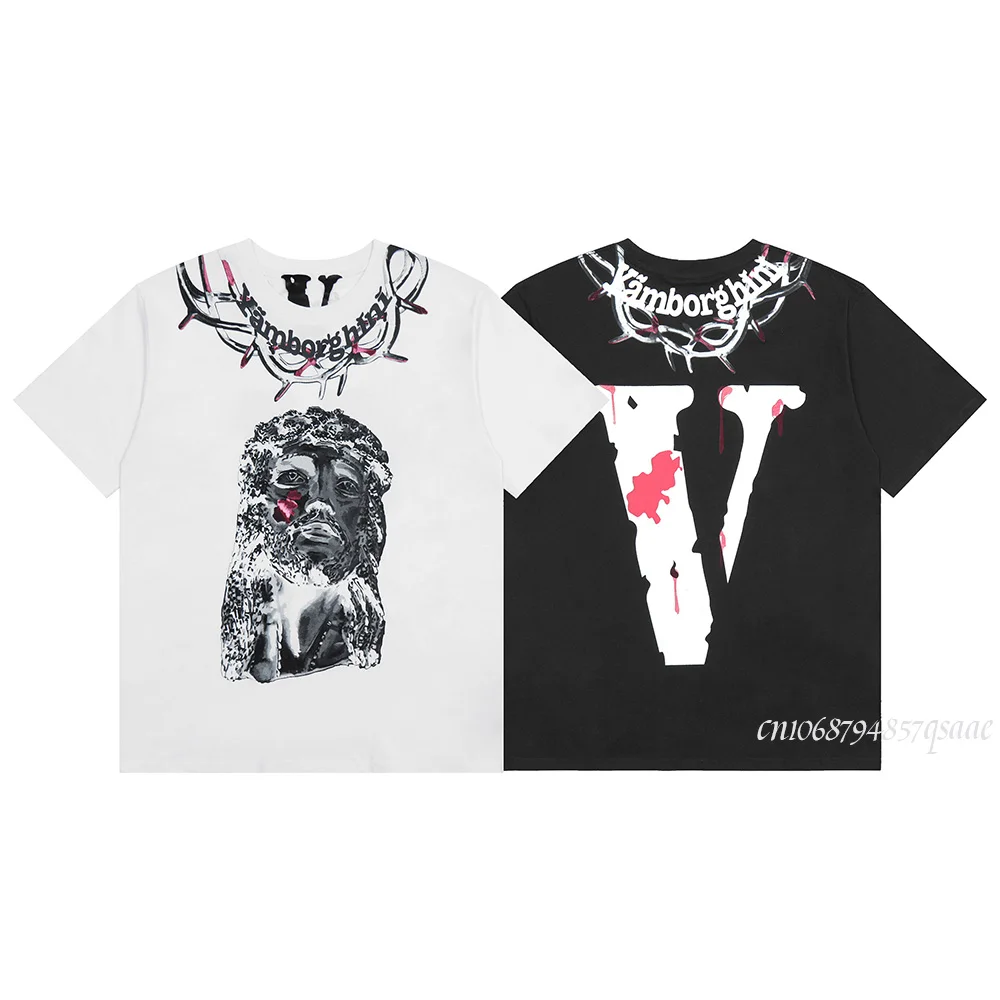 

Футболка VLONE Мужская/женская из натурального хлопка, брендовая уличная одежда в стиле Харадзюку, хип-хоп, с коротким рукавом, лето 2023