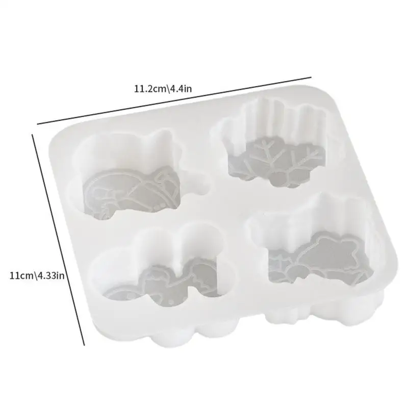 Рождественские силиконовые формы 3D форма для желе антипригарная 4 полости в