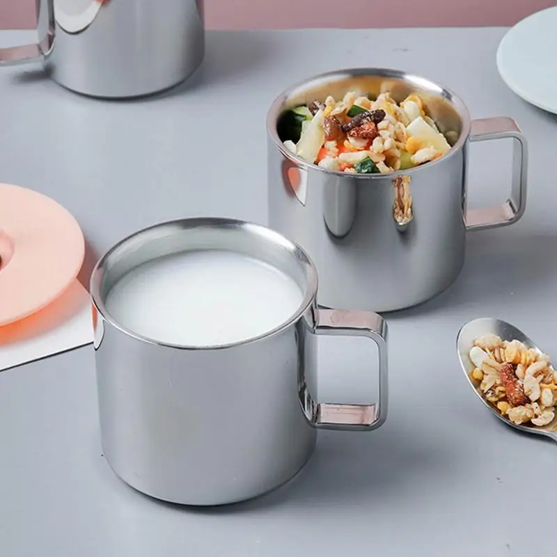 

Stainless Steel Mug Unbreakable Mugs For Kids Double Wall Reusable Thermal Camping Cup With Handle Coffee Tumbler