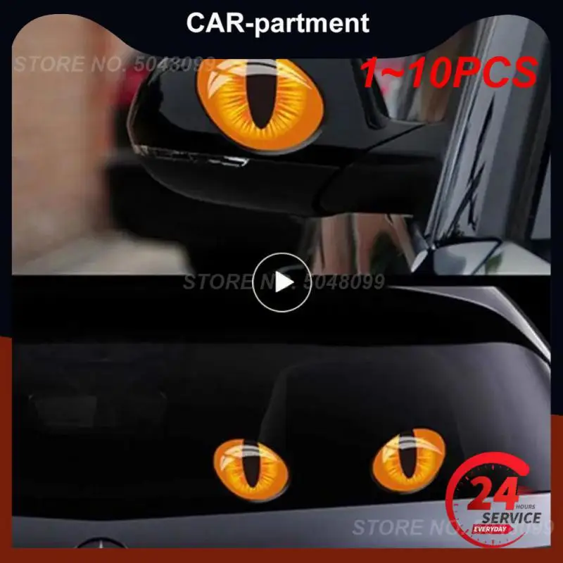 

1~10PCS Universal Car Stickers 3D Stereo Reflective Cat Eyes Car Sticker Creative Rearview Mirror Sticker Decals Eyes stickers