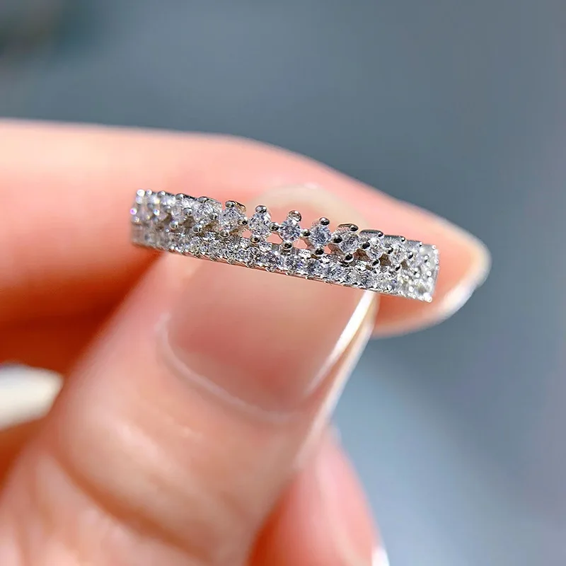 S925 Серебряное кольцо Instagram холодный ветер многослойное бриллиантовое