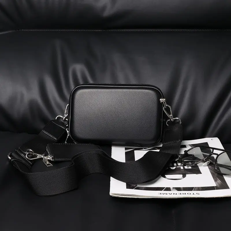 Unisex 2--IN-1 Black Fashion Japanese Small Square Bag Mini Messenger Bag Shoulder Handbag