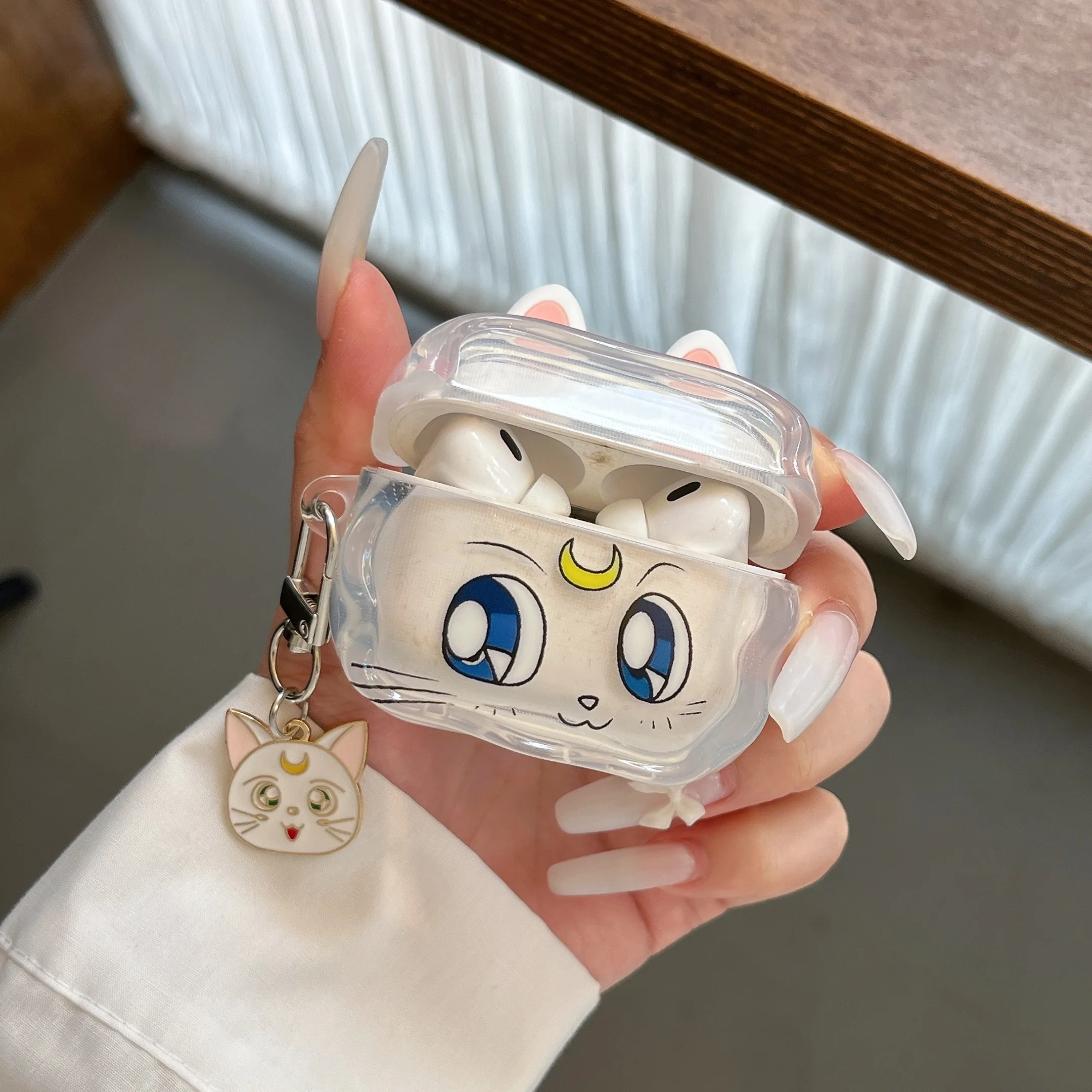 Фото Чехол для наушников Airpods pro3/pro2 Moon Hare Black Cat, защитный чехол для Airpods 4, чехлы для Airpods 1/2/3, трендовые парные чехлы №5