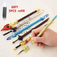 gift refill genshin impact anime gel pen signature pen sword model student stationary mental writing accessories school supplies