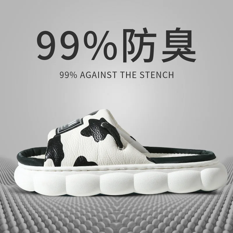 Home Linen Slippers for Women Spring Summer Breathable Cozy Flip Flops Girls Platform Cloud Cow Spots Sandals Ladies Shoes Slide