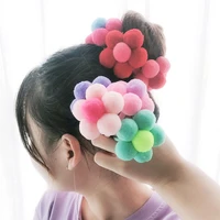 new plush head rope childrens fresh cartoon elastics hair ties ball flower hair ring rubber bands for girls hair accessories