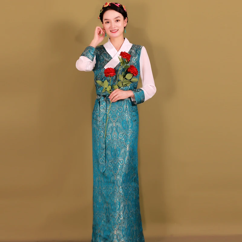 Женская монгольская Тибетский Стиль халат традиционная этническая одежда