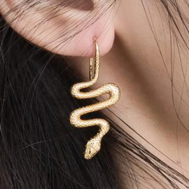 

Women Snake Earrings S925 Sterling Silver 14k Gold Plated Snake Shape Dangle Earring Fine Jewelry For Girlfriend Mom Gifts