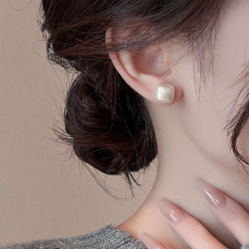 Женские медные серьги с искусственным жемчугом летние квадратные Повседневная