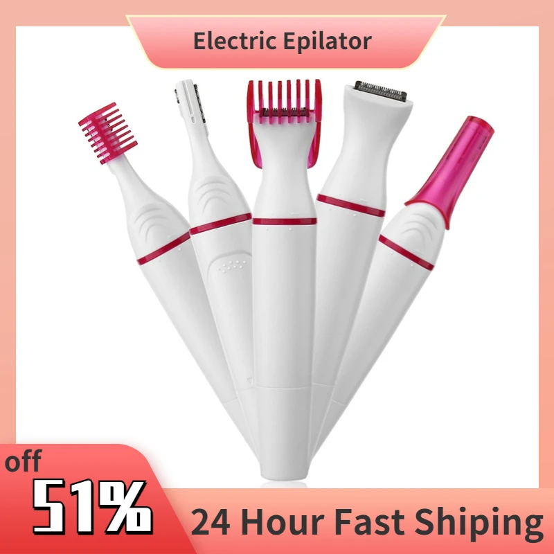 

Multifunction Electric Epilator 5 in 1 Women Face Underarm Bikini Hair Removal Device Remover Mini Female Shaver Eyebrow Trimmer