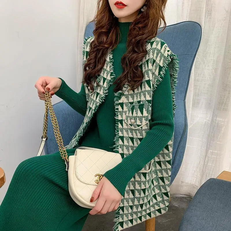 

Осенне-зимний женский Зеленый Клетчатый жилет, пальто, Топ