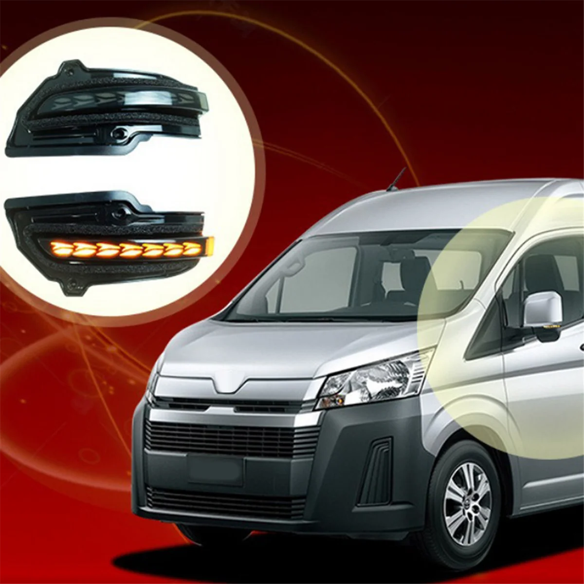 Автомобильное боковое зеркало Φ динамический индикатор желтого цвета для Toyota Hiace