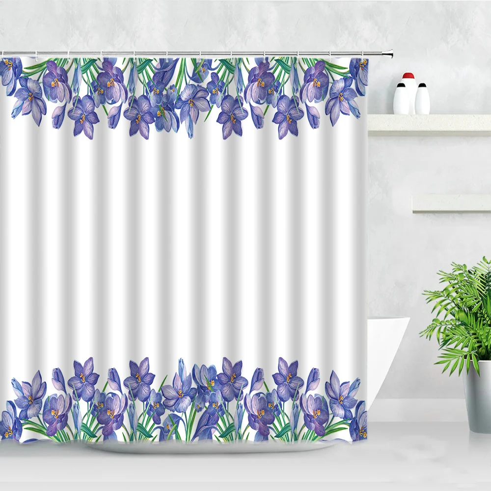 штора для ванной Шторы душа с цветочным рисунком фиолетовые Лавандовые цветы