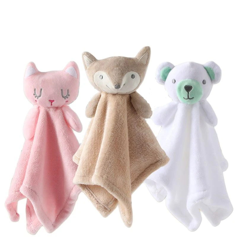 Новое плюшевое успокаивающее детское полотенце в виде медведя мягкое Коралловое