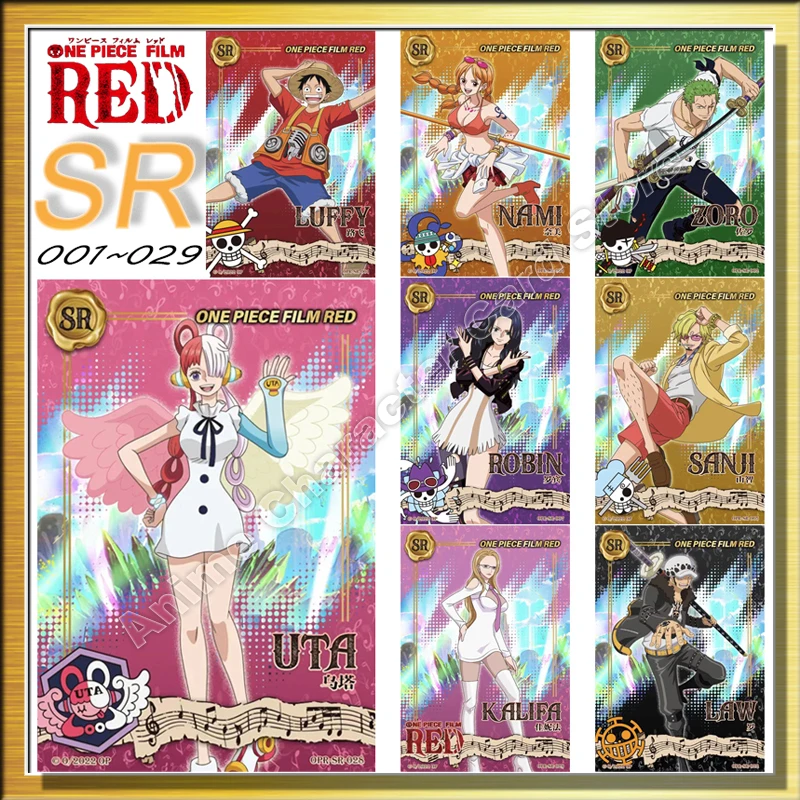 

RED One Piece Card SR Series Rare Flash Card Luffy Nami Sanji Zoro Robin Collection Game Toy Card Christmas Birthday Present