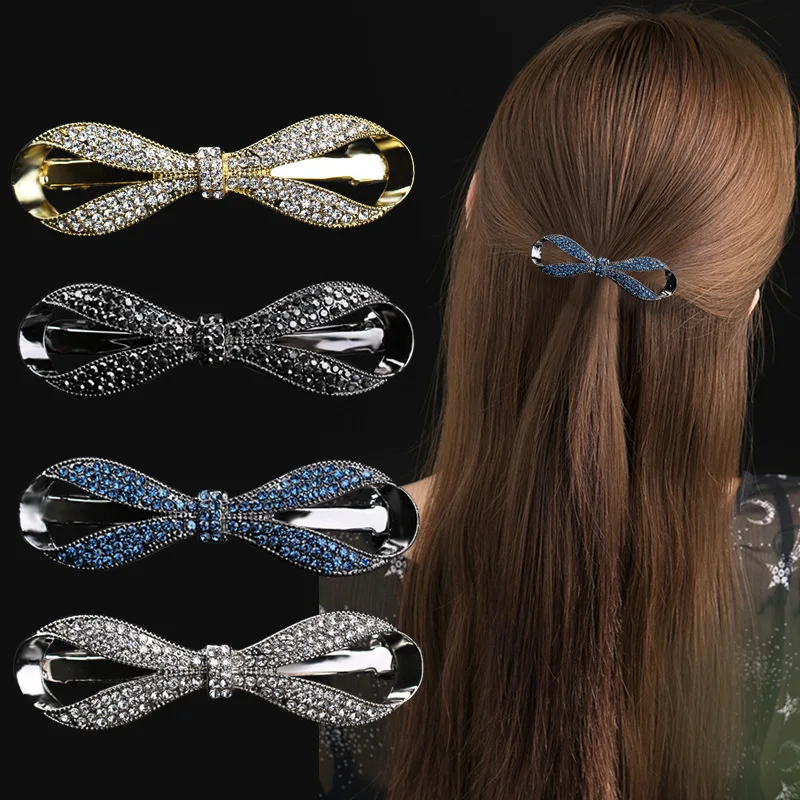 

Заколки для волос с жемчугом и кристаллами для женщин, аксессуары для волос, шпильки для волос, элегантные банты, заколки-пряжки для волос, 1 шт.