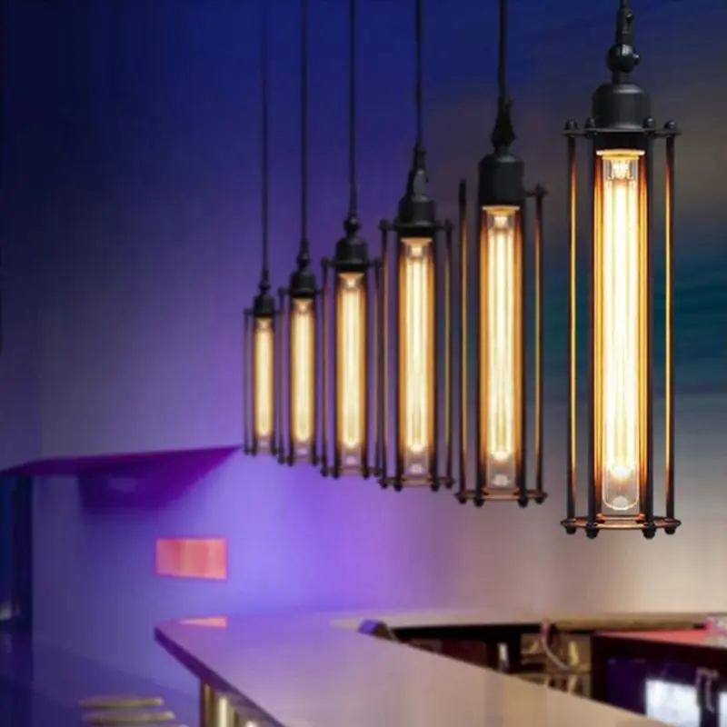 

Ретро подвесной светильник из кованого железа с канавками сетка для кафе спальни Лофт промышленный стиль Эдисон T300 светодиодная энергосберегающая лампа