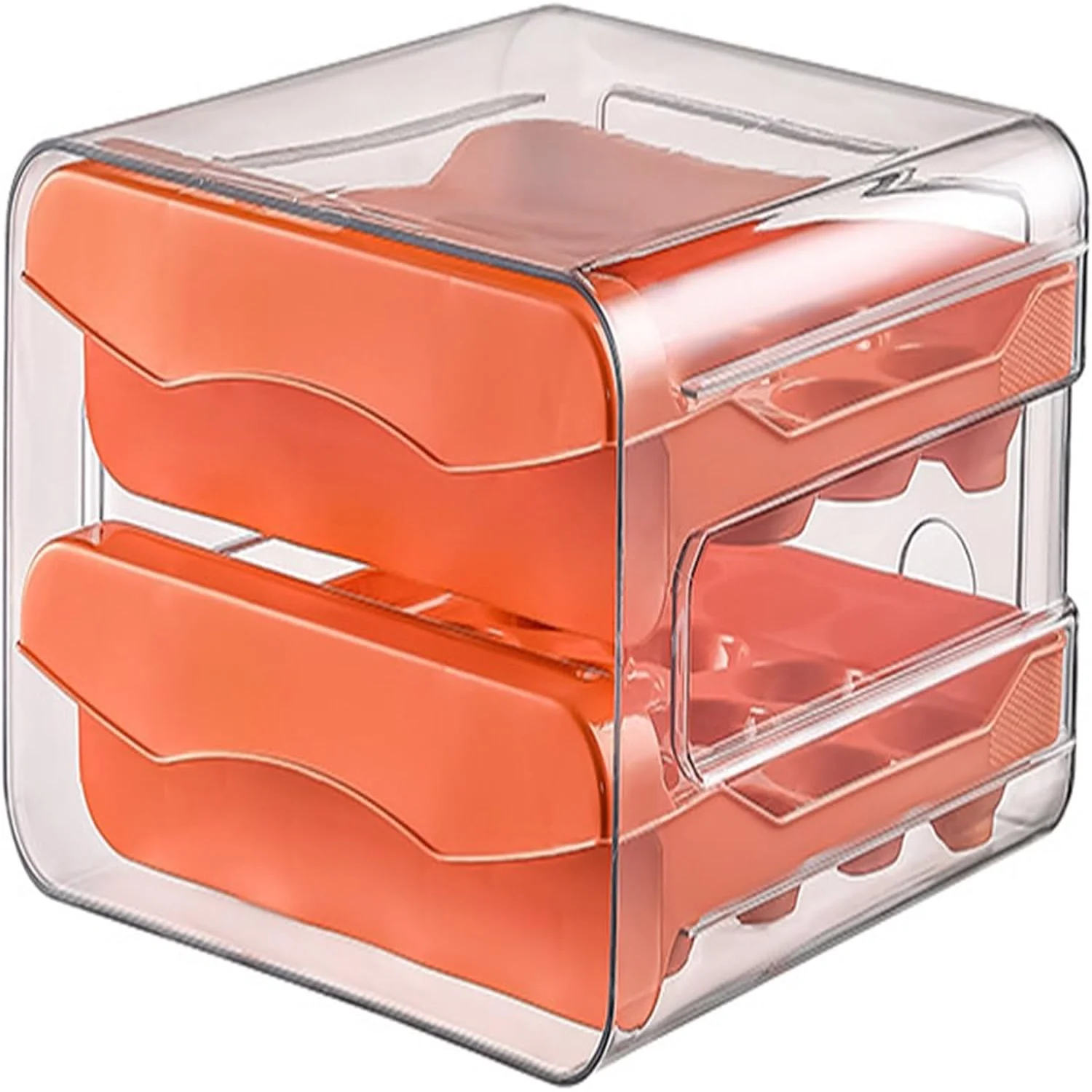 Egg Case Refrigerator Organizer Double Layers Transparent 32 Grids Large Capacity Food Grade Pull Out Drawer Type Stable Stac