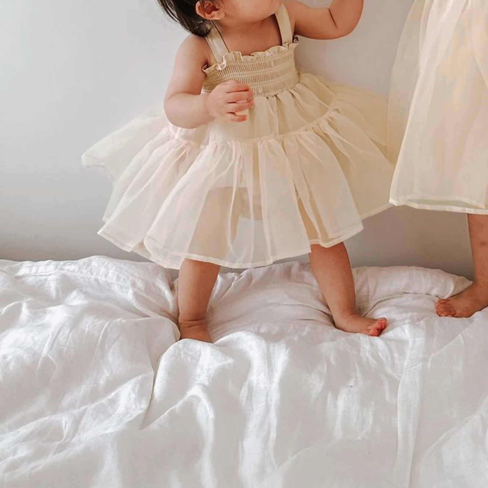 

Bmnmsl летние наряды для маленьких девочек, комбинезон без рукавов, Тюлевое платье с повязкой на голову, комплект из 2 предметов одежды