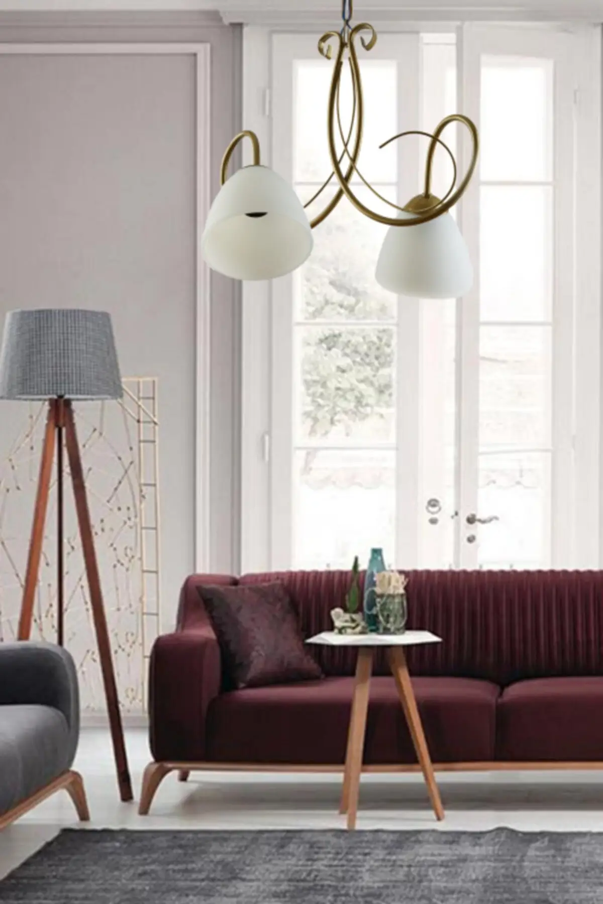 

Двойная люстра Betul из белого опалового стекла