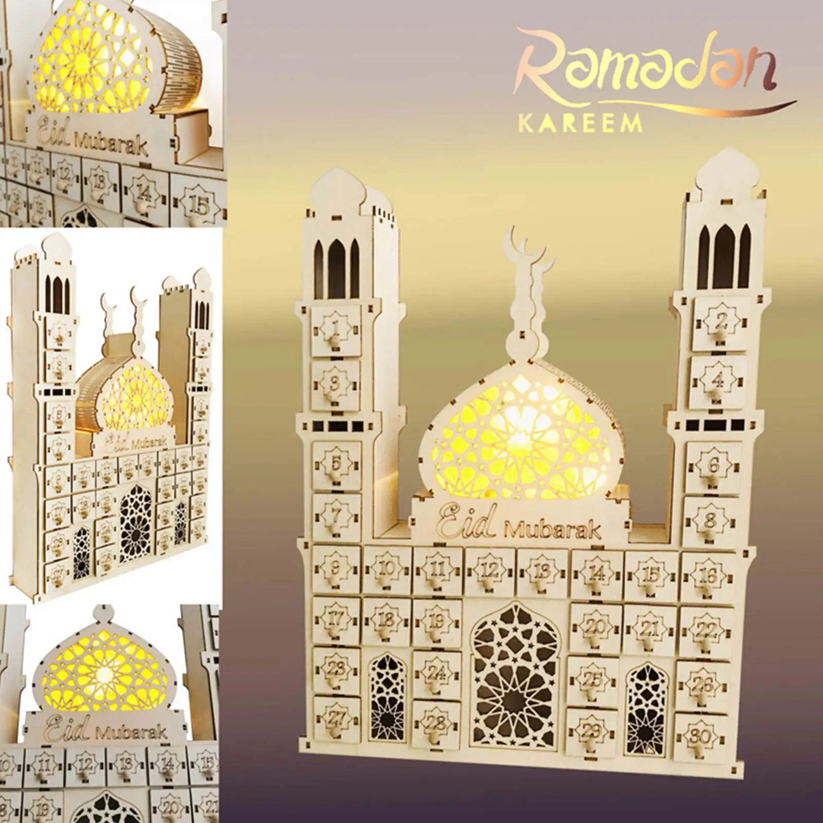 

Календарь для Рамадана 2022 календарь для детей DIY обратный отсчет для ИД Мубарак Рамадан праздничное украшение Рамадан Вечерние