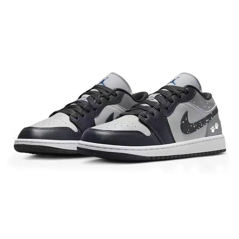 【Customize】Air Jordan 1 Vintage Basketball Shoes Unisex Low-top Black/Blue Sneakers shoes DC0774-040