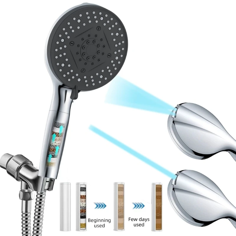 

Прочная 5-дюймовая насадка для душа из АБС-пластика с 10 режимами распыления Насадка для душа высокого давления Прочная, для и