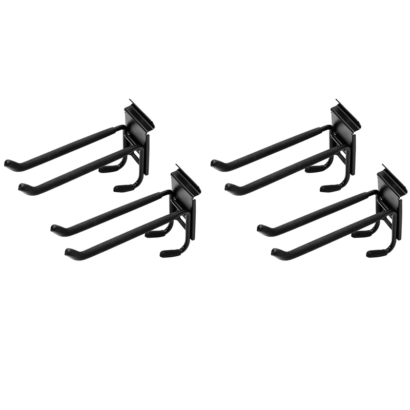 

4 Pack Slatwall Hooks Hanger, Wall Mounted Vertical Bicycle Holder Storage Tool Rack Garden Garage Organization